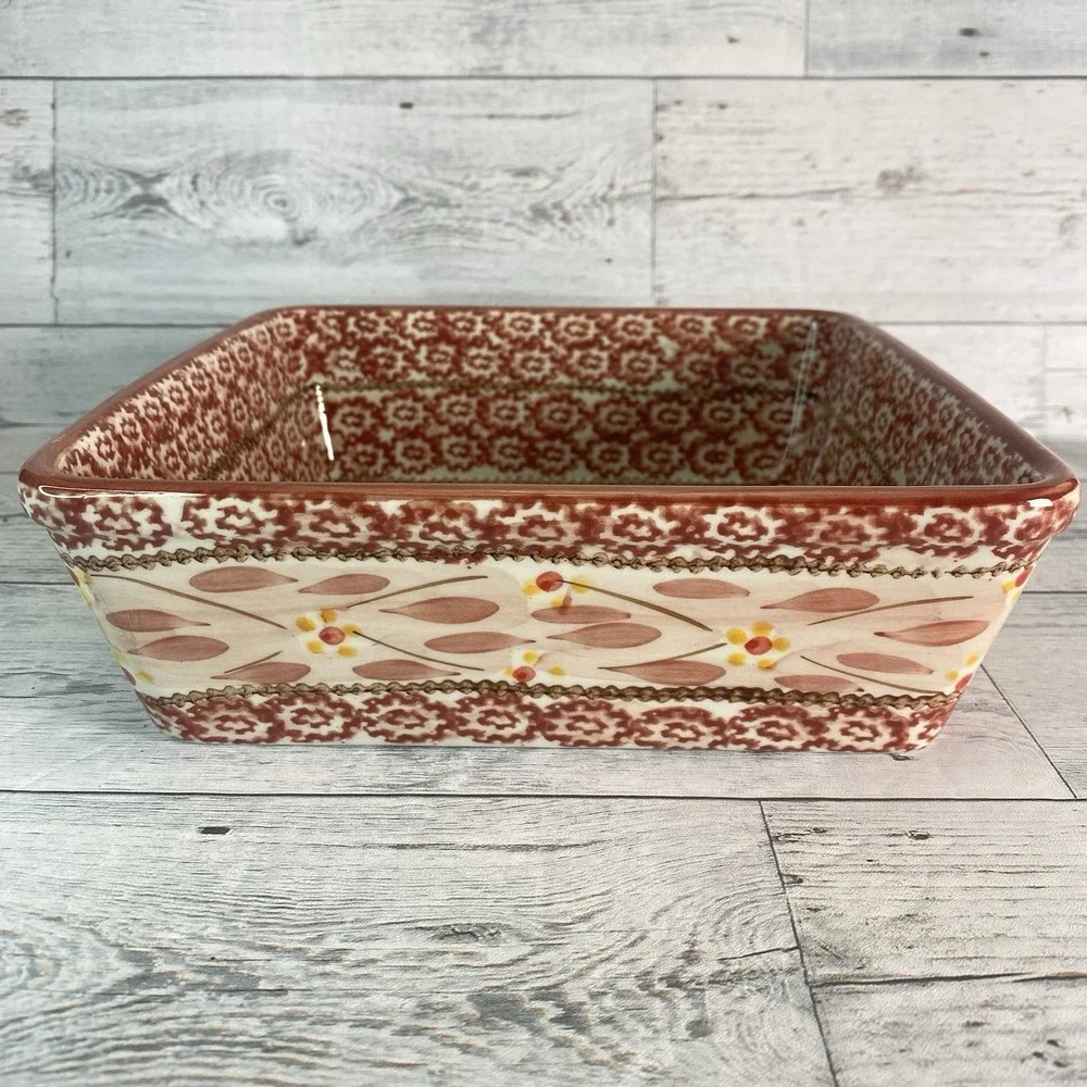 Temptations By Tara Old World Baking Serving Dish Square 9 Inch Cranberry